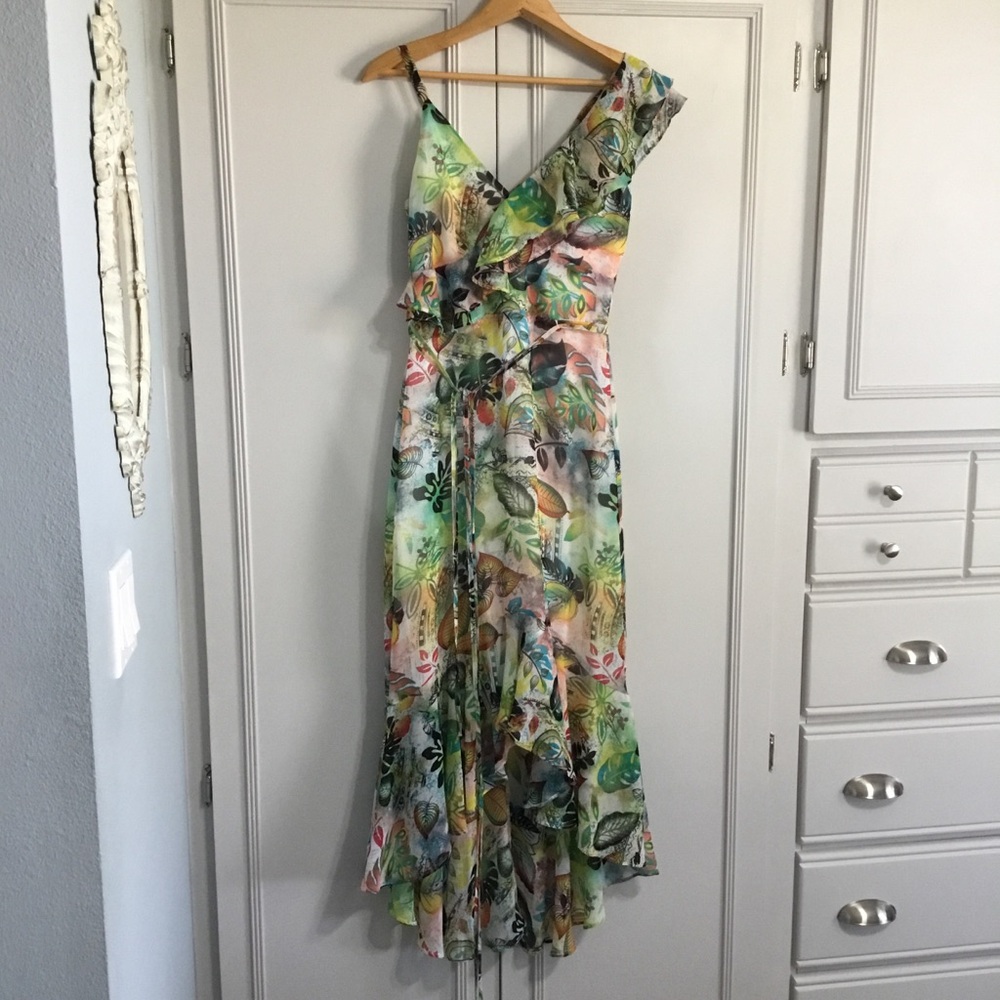 SHIFT Colorful Tropical Resort Hi Low Dress  size S